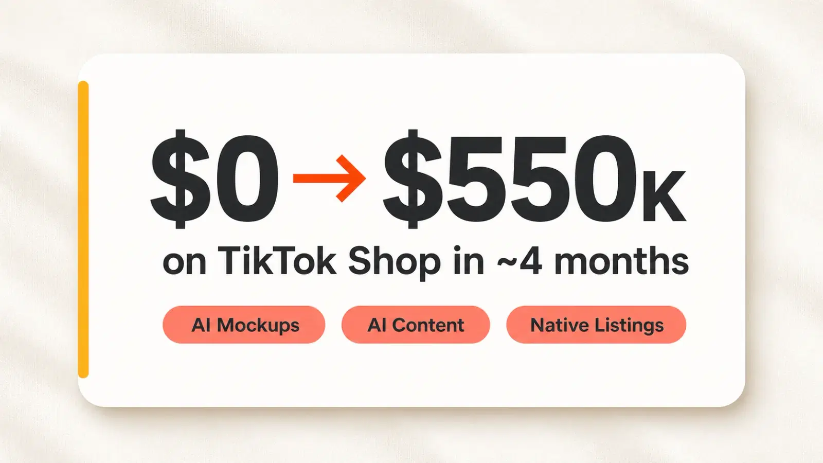 POD brand scaling to $550K on TikTok Shop with AI-generated content, zero wasted samples, and platform-native listings