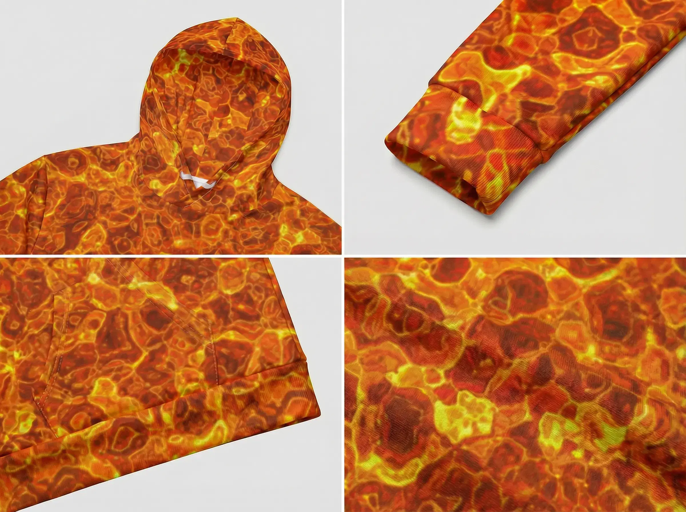 Product detail close-ups showing print quality