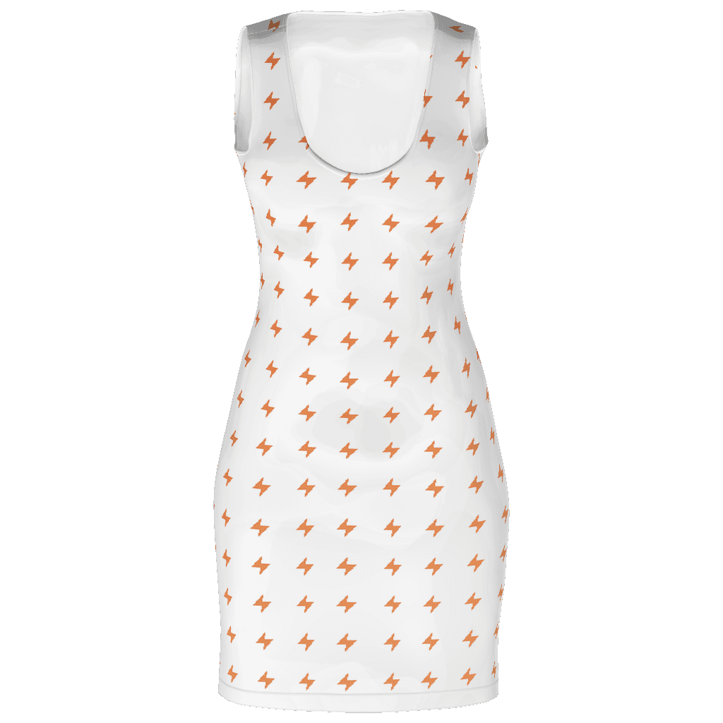 Printful 198 All-Over Print Bodycon Dress, White front