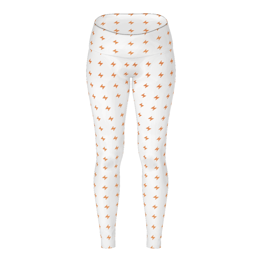 High Waisted Yoga Leggings (AOP), White front