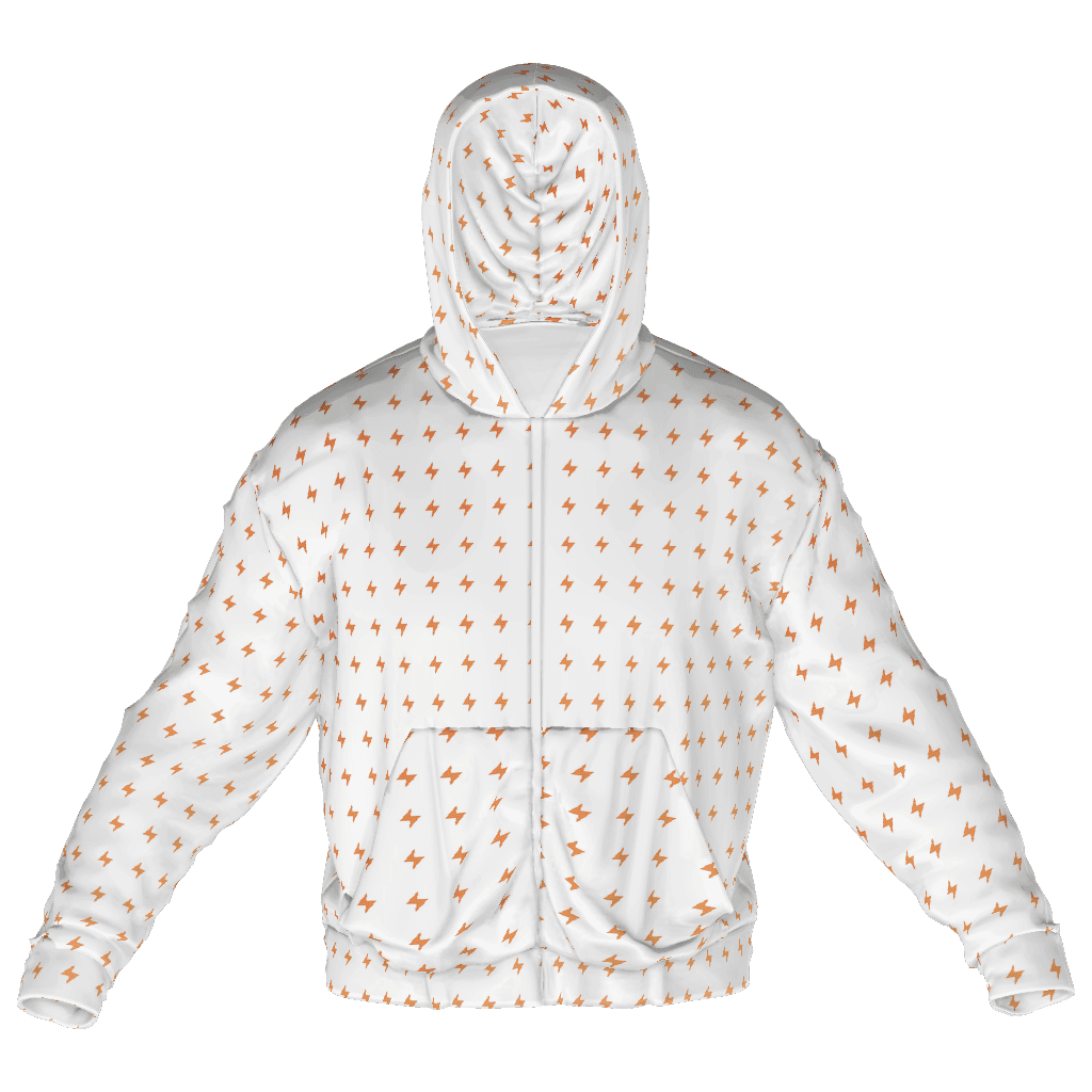 Printful 717 All-Over Print Recycled Unisex Zip Hoodie, White front